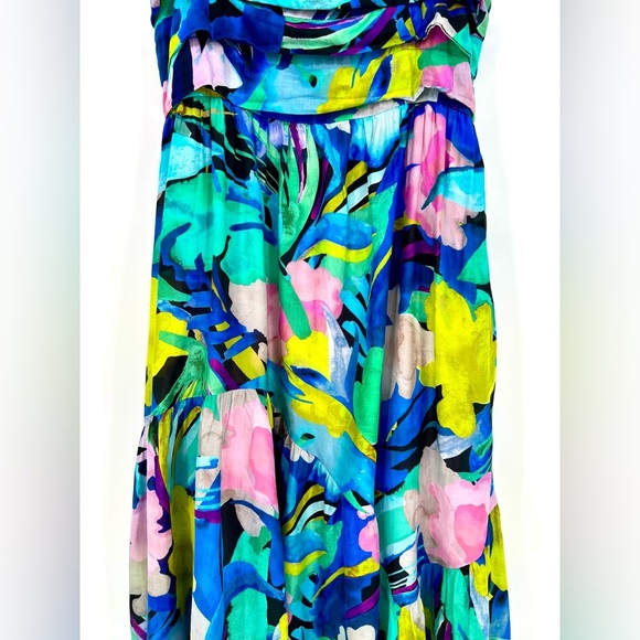 Anthropologie Sunny Hawaiian Floral Print Silk Blend Midi Dress Bohemian Size M - Picture 5 of 16